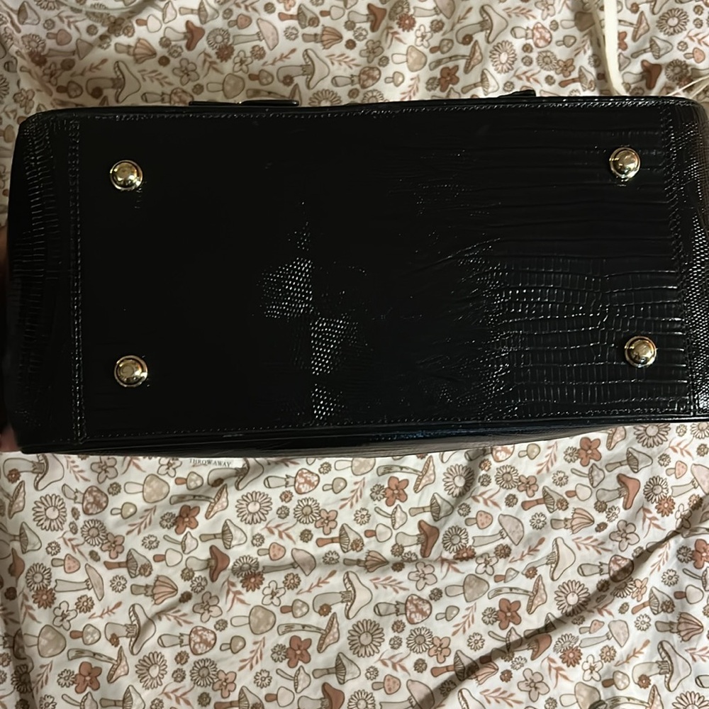 Brahmin Black and Cream Floral Shoulder Bag - Picture 7 of 8